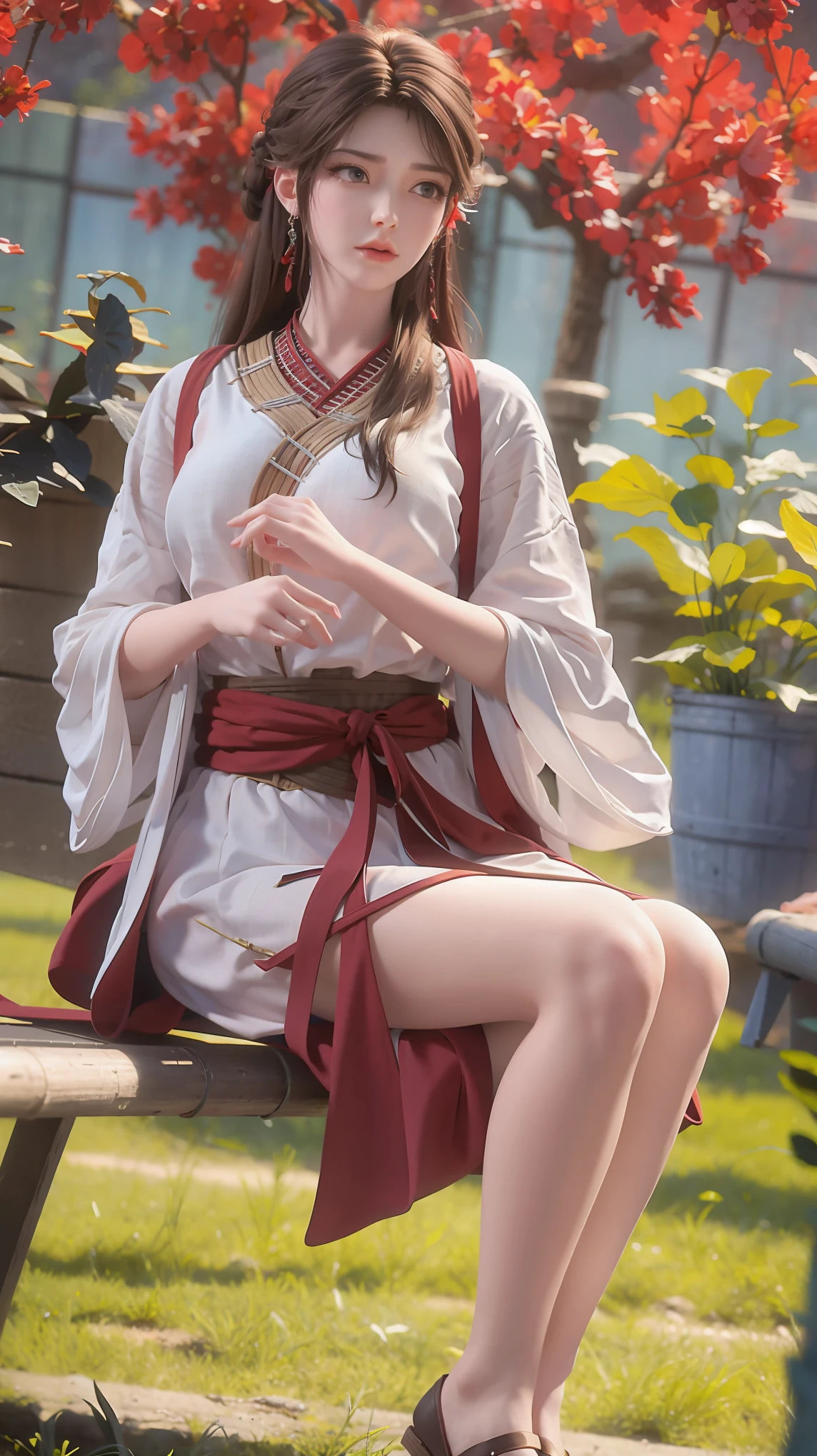 a wounded girl on the battlefield, (best quality, 4k, 8k, highres, masterpiece:1.2), ultra-detailed, (realistic, photorealistic, photo-realistic:1.37), colorful background, (color splash), sweet girl, light blue and white medium length hair, [light blue|pink] hair, curly hair, shiny, rosy lips, large cracks, color splash, volumetric lighting, voluptuous breasts, graceful pose, long and sexy legs