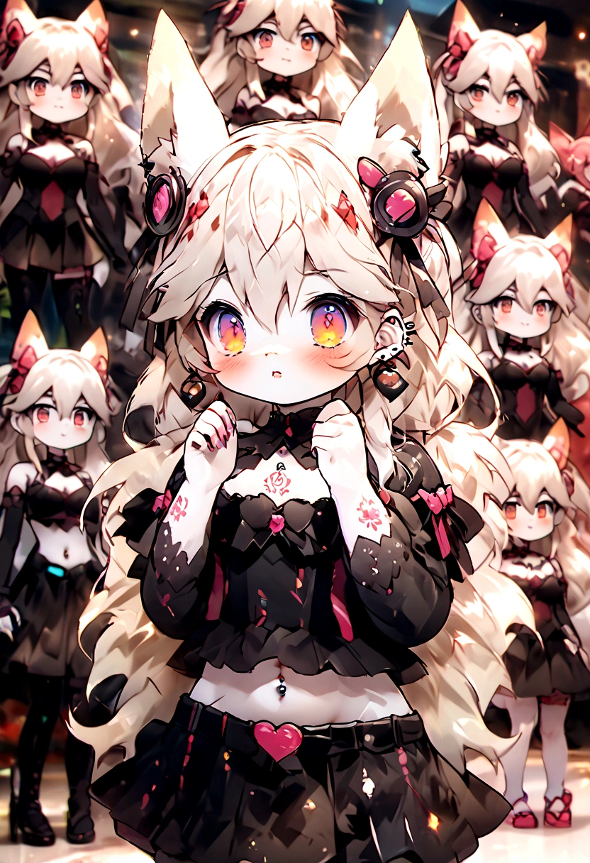 Chica anime, anime style, cute hatsune miku x suicune, shy girl , Orejas de Kitsune, arte de dark natasha, autum forest landscape, arte de vixen aztra, cuerpo completo, patas hermosas, cintura delgada, caderas amplias, piernas torneadas, hermosa, foto de cuerpo completo, sensual navel blouse, black skirt, navel piercing, ear piercing, navel tattoo, shy pose, back pose, hands up,  black body, beatifull and detailed hands, kimono, 