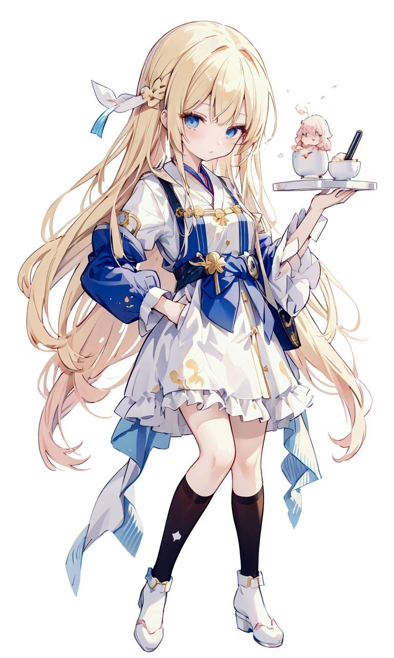 Anime Girl,With long blond hair and blue eyes,Bag in hand, , Maple Story Character Art, 穿着漂亮裙子的可爱Anime Girl, ta in a skirt, Ink art anime loliime girl named lucy, Little loli girrom the Azur Lane video game, 长发金发Anime Girl, Official Character Art