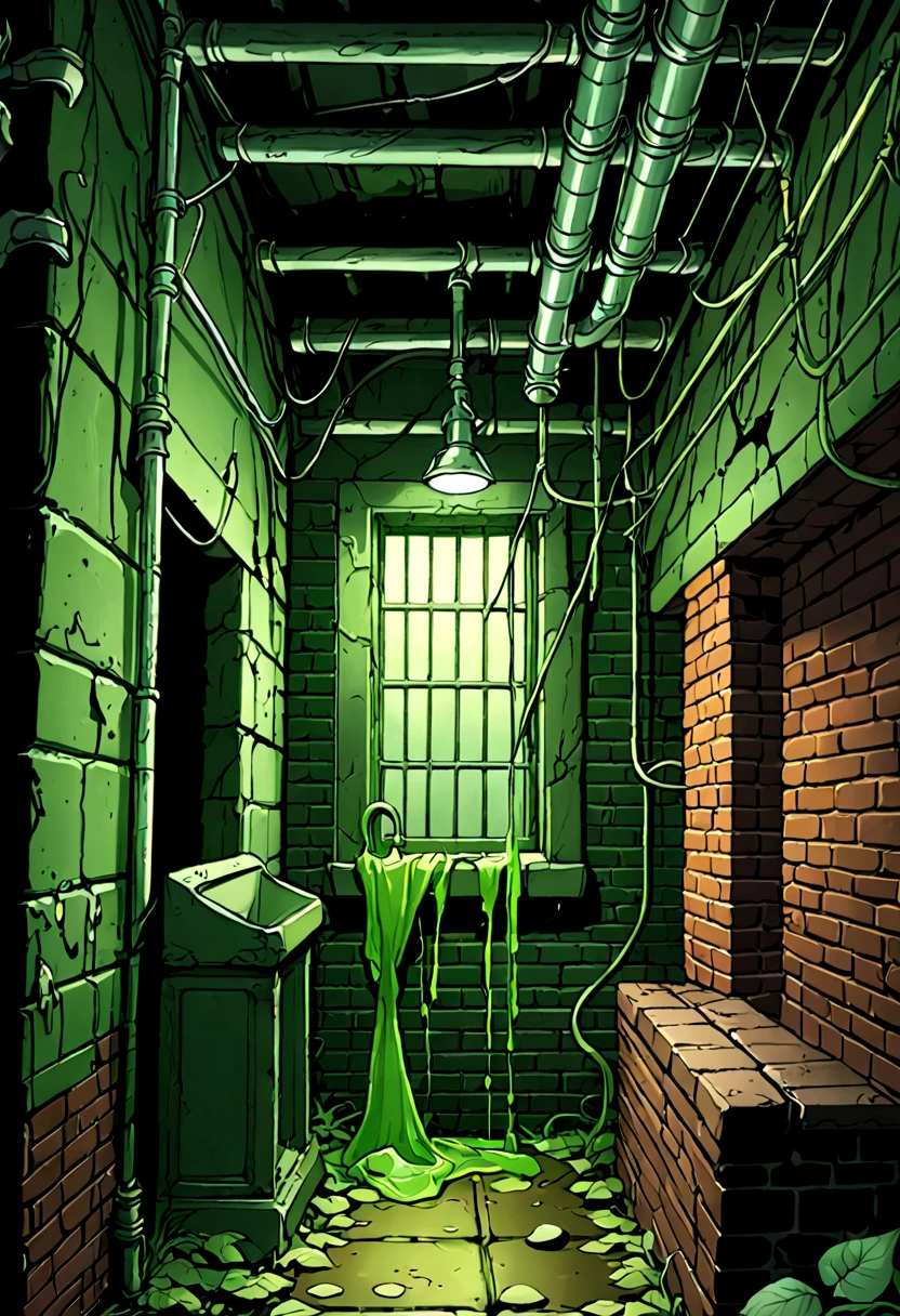 see image references for example prompts、Universe is scrubbing a green drainpipe with a rag in a dark basement.、animetoreal