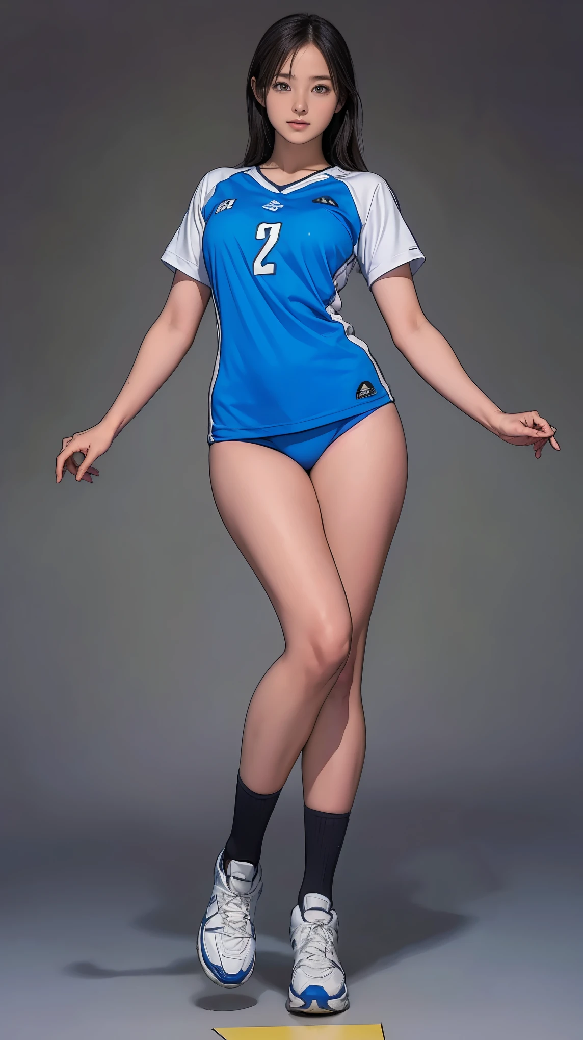 ((masterpiece)),(((highest quality))),((1 person, Reference Sheet, Character Design, front, return, ~ ~ side))), Thin thighs, Long legs, It's not a big deal, Please wear volleyball uniform and volleyball shoes, ((Browsing Caution))