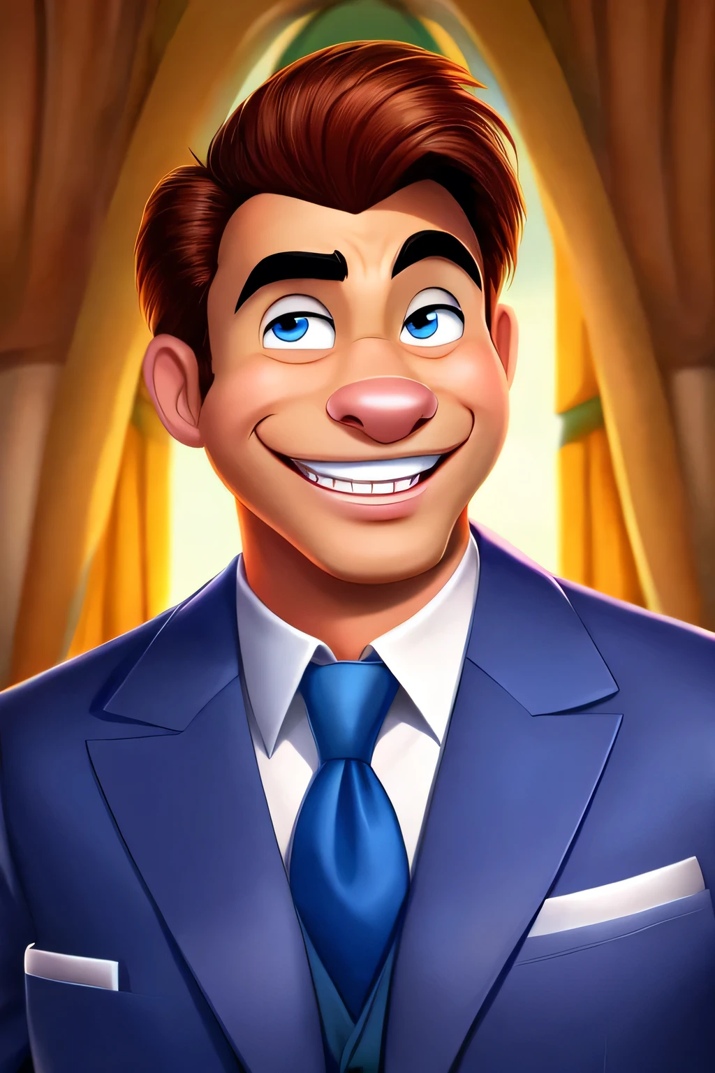 Un personaje de disney
dentista hombre amable con delantal blanco