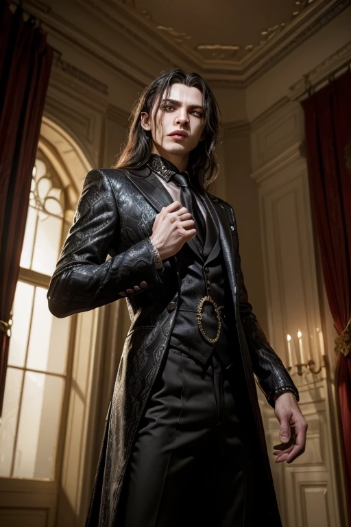 a highly detailed, elegant vampire from the Toreador clan in Vampire: The Masquerade, wearing stylish 2024 clothes, dramatic lighting, cinematic composition, intricate details, hyperrealistic, chiaroscuro, dramatic, moody, dark fantasy, rich colors
