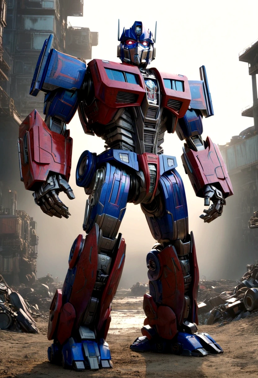 a highly detailed, cinematic render of Optimus Prime from the Michale Bay Transformers films, intricate mechanical joints and gears visible, Optimus walking away with his back to the viewer, set on the planet Cybertron, 8k, hyperrealistic, cinematic lighting, moody, dark and gritty atmosphere, dramatic camera angle