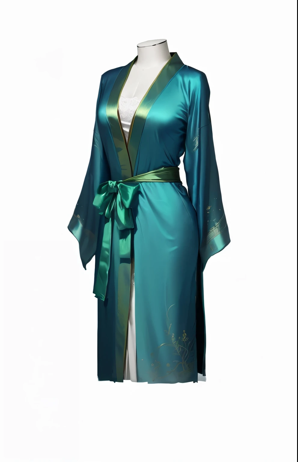a close up of a robe on a mannequin mannequin, green robe, flowing robe, blue robe, fantasy robe, wearing dark silk robe, Elegant digital art, robe. Extremely high detail, flowing magical robe, Exquisite kimono, wearing a long flowing robe,Bathrobe，丝绸Bathrobe，Bathrobe，丝绸Bathrobe，Bathrobe，丝绸Bathrobe，Bathrobe，丝绸Bathrobe，Bathrobe，丝绸Bathrobe，Bathrobe，丝绸Bathrobe，Bathrobe，丝绸Bathrobe