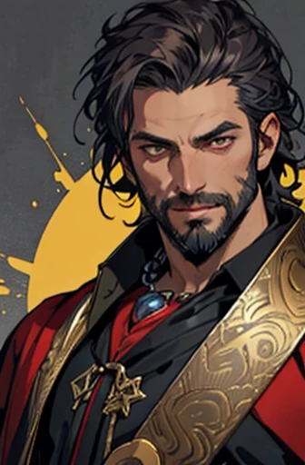 ((highest quality)), ((masterpiece)), (detailed), Perfect Face, Fantasy, old, beard, The Cowardly Nobleman, vampire, Clothes that are not too flashy, sword