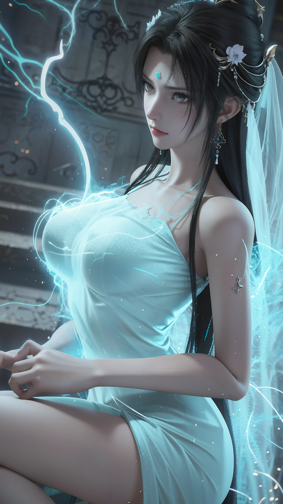 Arad woman in a dress sitting on a throne, cute anime waifu in a nice dress, trending on cgstation, 8K high quality detailed art, anime barbie in white, highly detailed exquisite fanart, Extremely detailed Artgerm, the anime girl is crouching, Flowing magic robe, Beautiful and attractive anime woman, WLOP 和 Sakimichan