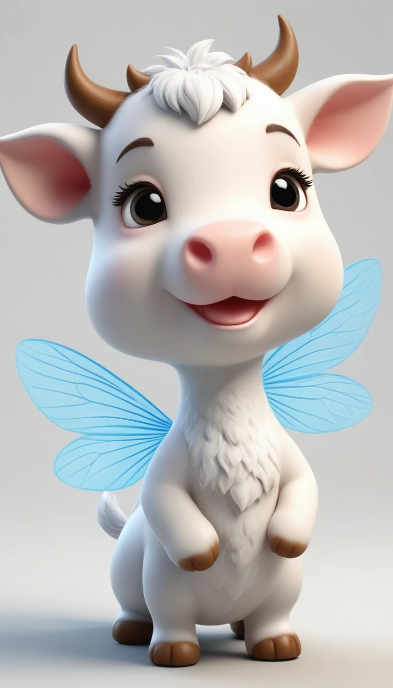the little plump animal with big sparkling eyes and a gentle smile on its face. Its body is as soft as milk & has beautiful angel wings. The white background provides the perfect backdrop for this adorable creature, making its pastel features stand out and catch the eye. The design exudes a warm and joyful, lovely energy