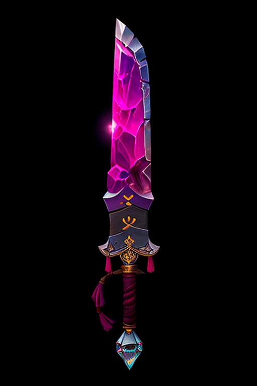 Game Art of samurai cleaver sword with cristal in Painting Comix art style, best quality, Trending on Artstation, masterpiece, (Magenta hue:1), 