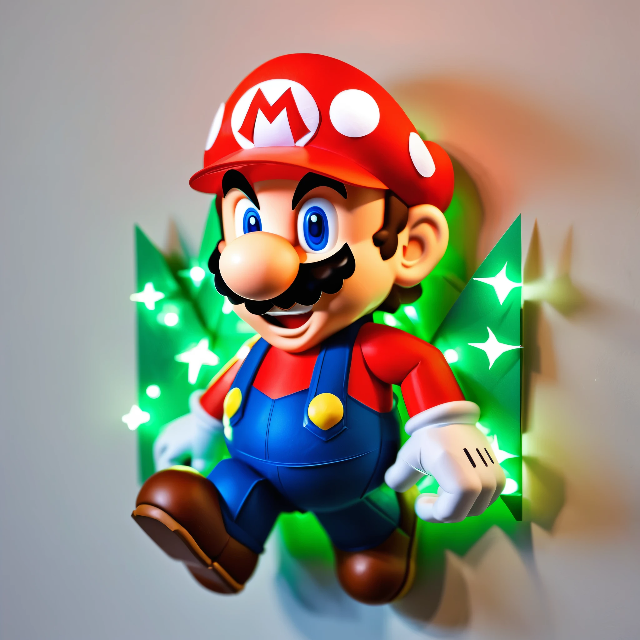 Create an amazing image of Super Mario using the Glowing Origami art style