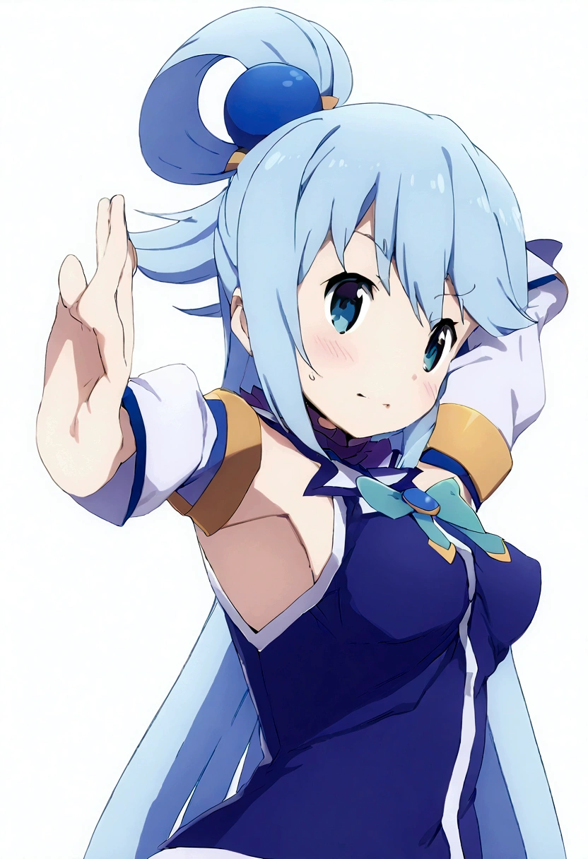 aqua konosuba, white background, cute pose