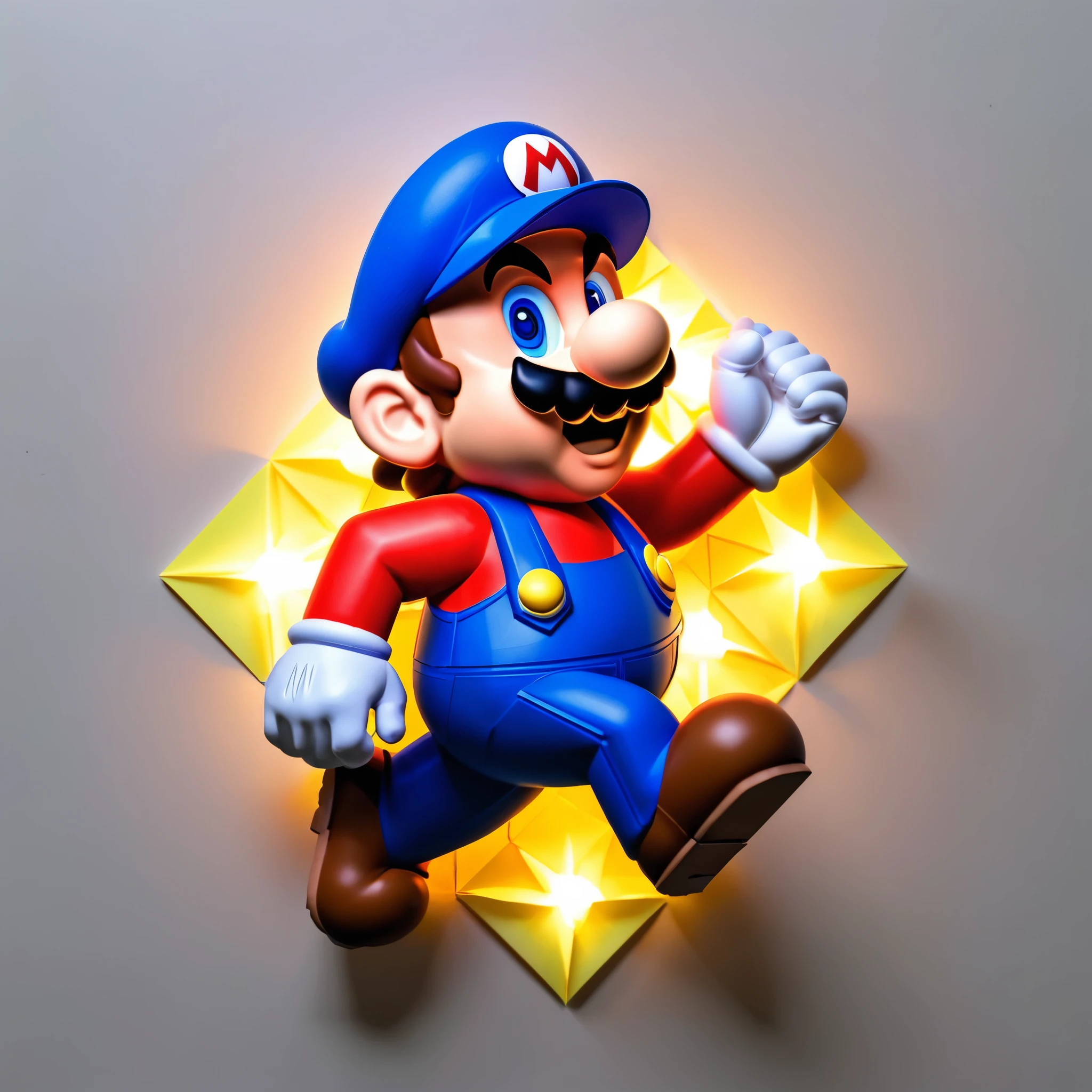 Create an amazing image of Super Mario using the Glowing Origami art style