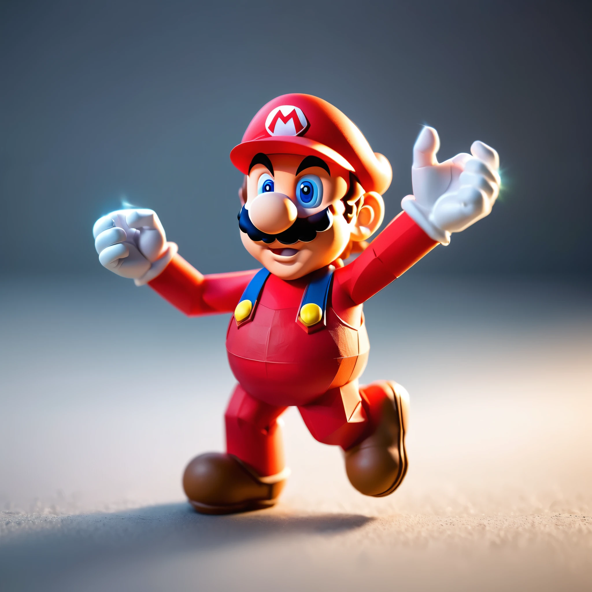a glowing origami super mario, detailed origami paper texture, intricate paper folding, vibrant colors, dramatic lighting, cinematic composition, 3d origami sculpture, ultra-detailed, (best quality,4k,8k,highres,masterpiece:1.2),ultra-detailed,(realistic,photorealistic,photo-realistic:1.37),cinematic lighting,dramatic shadows,volumetric fog,depth of field,bokeh
