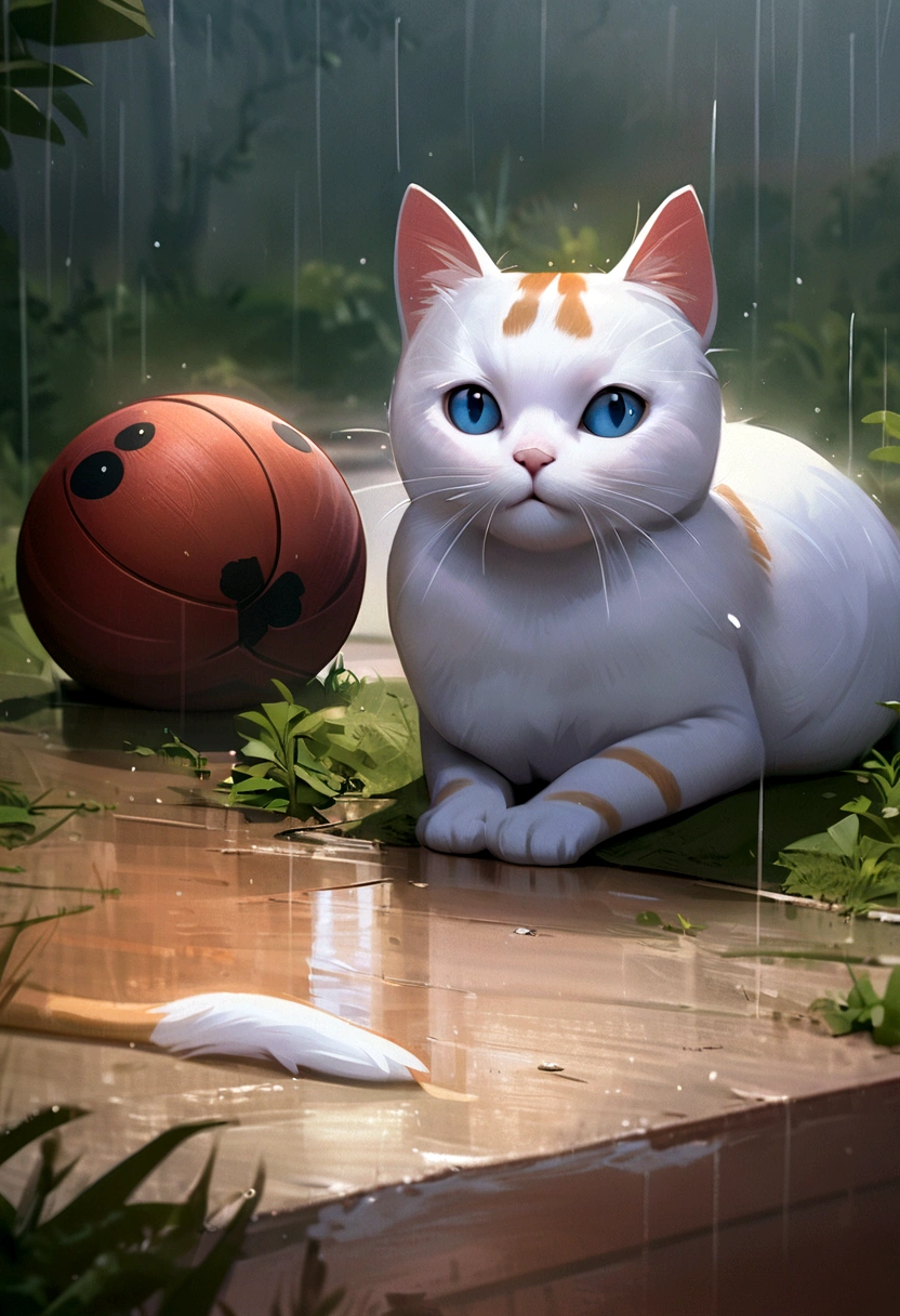 arafed cat sitting on the ground in the rain, cat. digital painting, by Ni Duan, by Yang J, beautiful illustration, by Relja Penezic, by Carlos Berlanga, by Max Buri, by Zou Zhe, by Muggur, by Kun Can, by Felix Arauz, warrior cats fan art