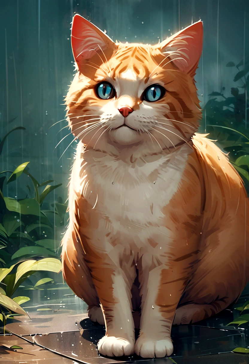 arafed cat sitting on the ground in the rain, cat. digital painting, by Ni Duan, by Yang J, beautiful illustration, by Relja Penezic, by Carlos Berlanga, by Max Buri, by Zou Zhe, by Muggur, by Kun Can, by Felix Arauz, warrior cats fan art