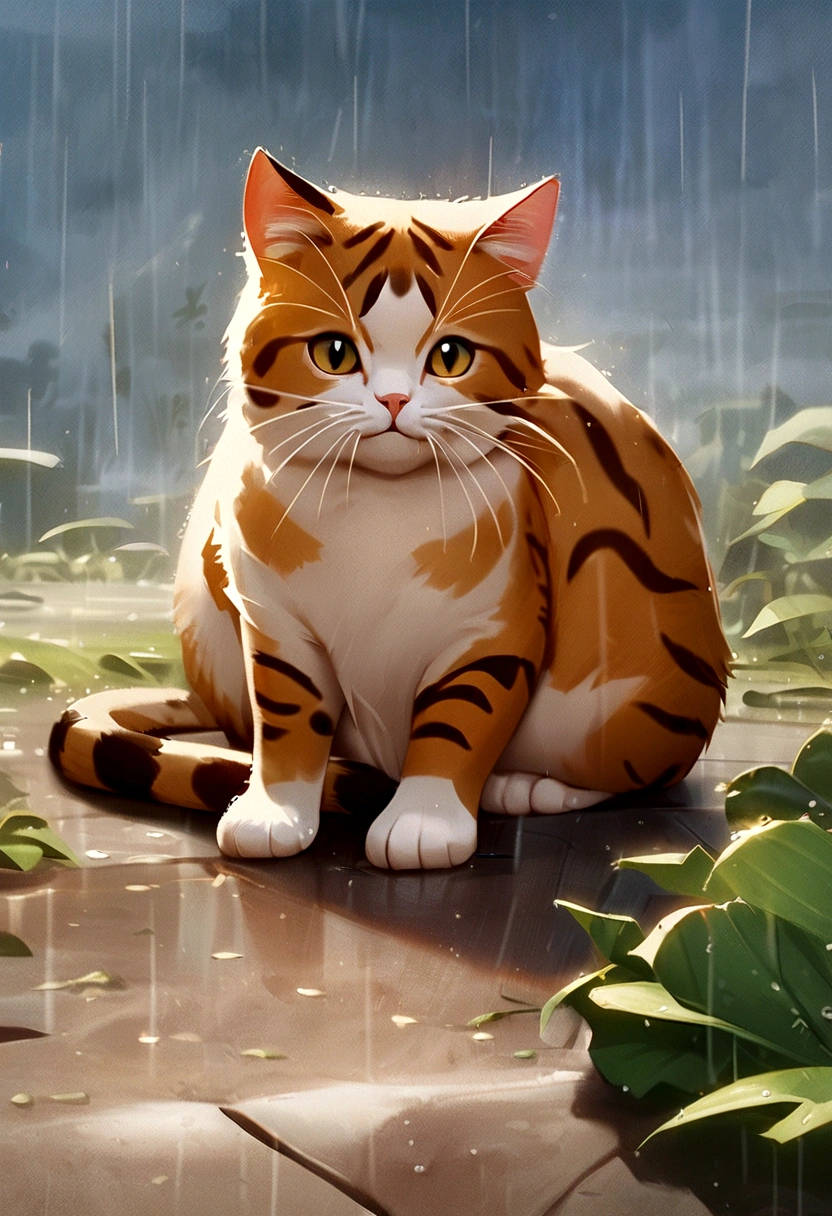 arafed cat sitting on the ground in the rain, cat. digital painting, by Ni Duan, by Yang J, beautiful illustration, by Relja Penezic, by Carlos Berlanga, by Max Buri, by Zou Zhe, by Muggur, by Kun Can, by Felix Arauz, warrior cats fan art