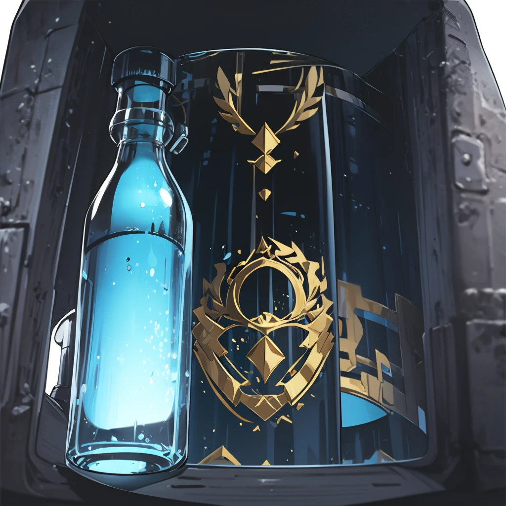 game icon (2d) transparent, white background, a bottle, rpg item game bottle