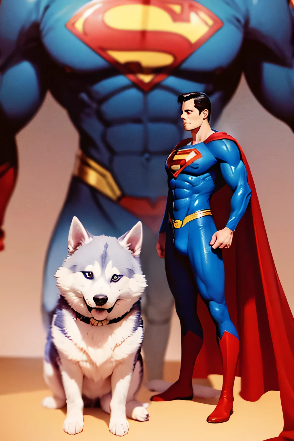 Superman and Husky monster standing together