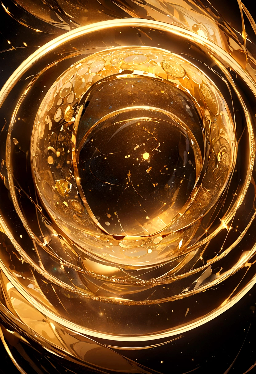 (highest quality,High resolution,masterpiece:1.2),Super detailed,Golden,Fine golden circles,Golden sphere on a circle,Gold Texture,Glossy surface,reflection,seven half circles in Golden color,small Golden sphere on top of circles,Brilliant Gold,Illuminated circle,Rich texture,Metallic luster,Vibrant colors,Artistic lighting,Dazzling golden light