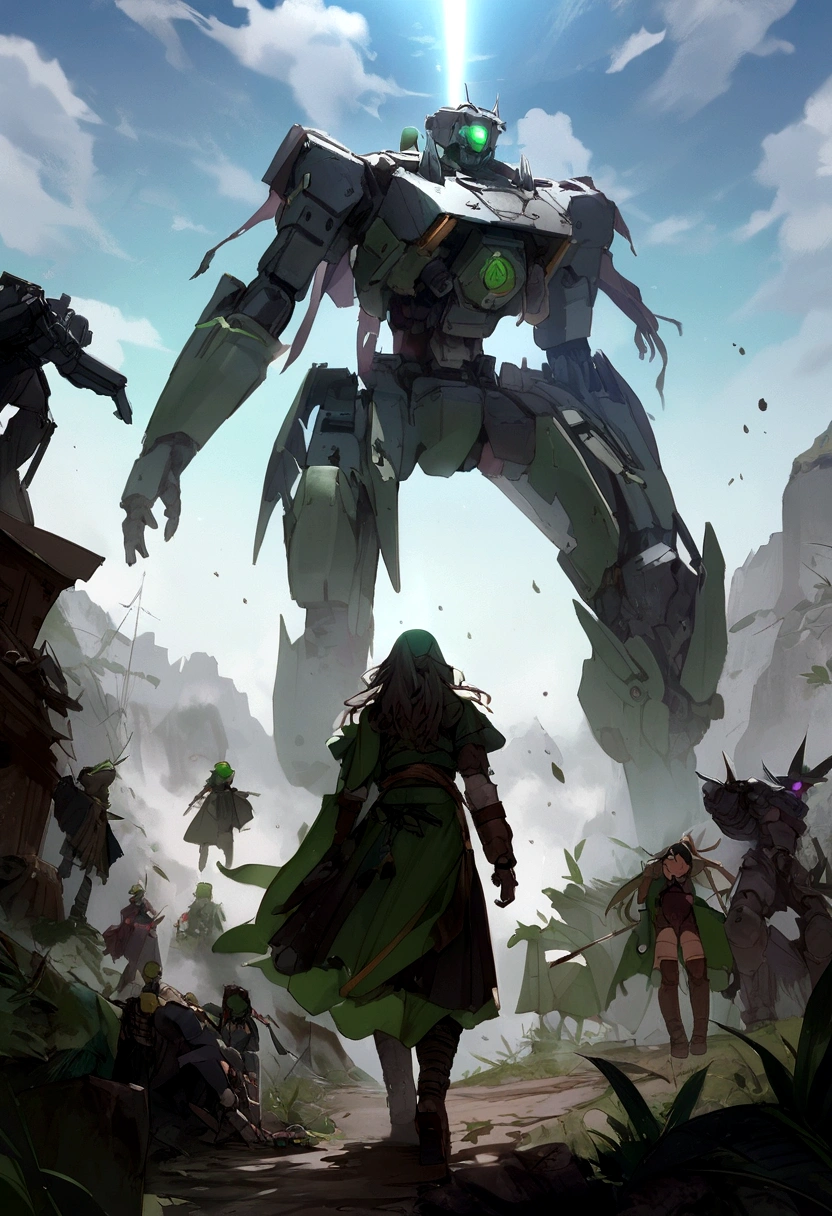 Un robot, siendo, enredado, por, lianas, por, una, green heroin 