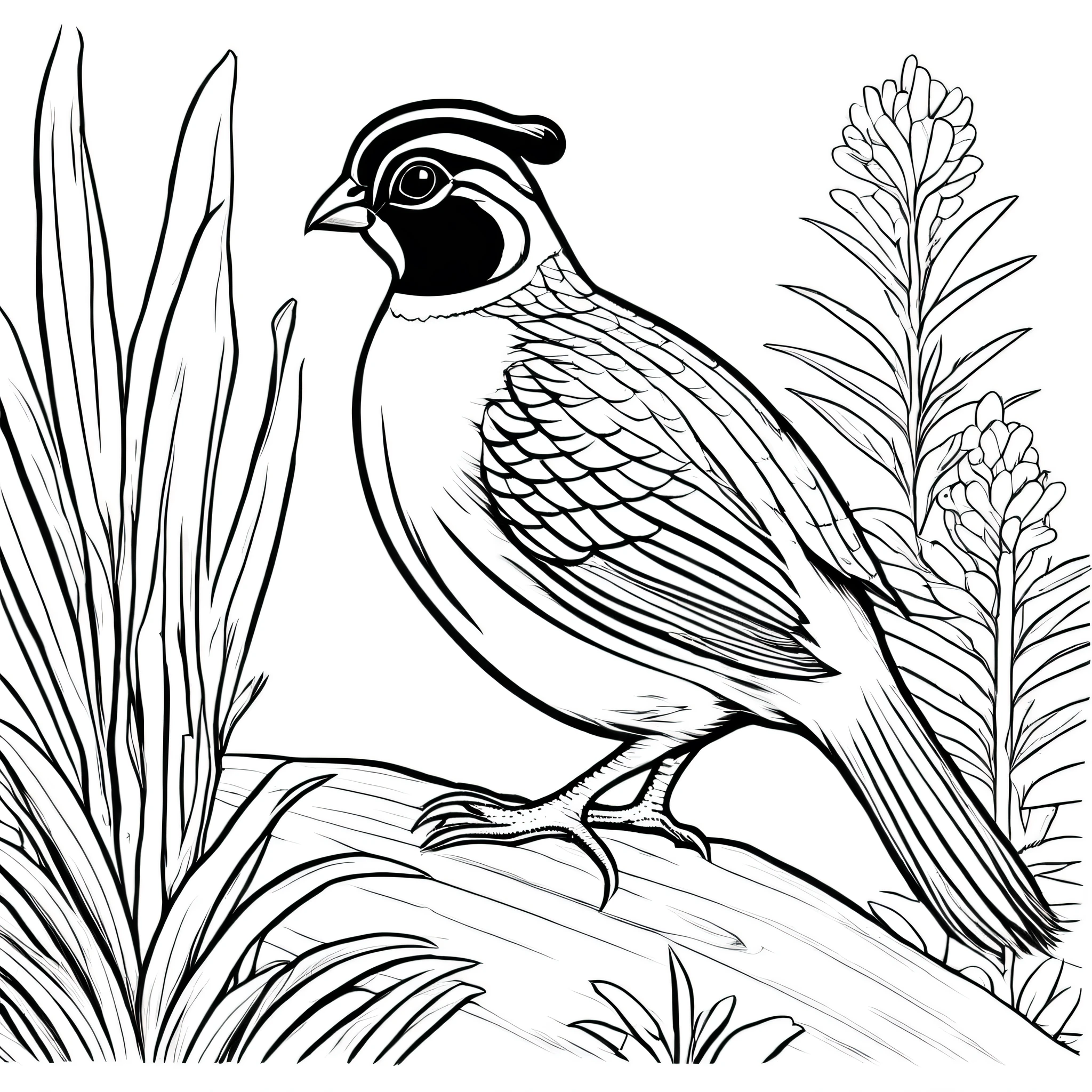 A cute California Quail, cartoon, Coloring Book, ColoringBookAF,