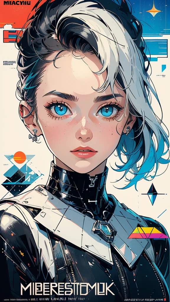 (((masterpiece, highest quality))),(((solo:1.2))),(((1girl:1.2))),32k wallpaper, very detailed, poster, vintage science fiction, 1960s,(((((geometric cinematic movie poster))))), (bauhaus), shape,(((abstract))), mid century modern, movie poster, vintage, Perfect Lady,1970's, halftone, speech bubble,(((portfolio,Close-up))),(((various angle))),(((bust up))),((highlight)),Vast landscape,((((heterochromia)))),(((complete. detailed face))),(((Extremely talented))),(((most complecated machine)))