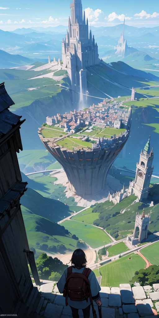 futuristic city, fantasy, 23rd century, England, Mountains
