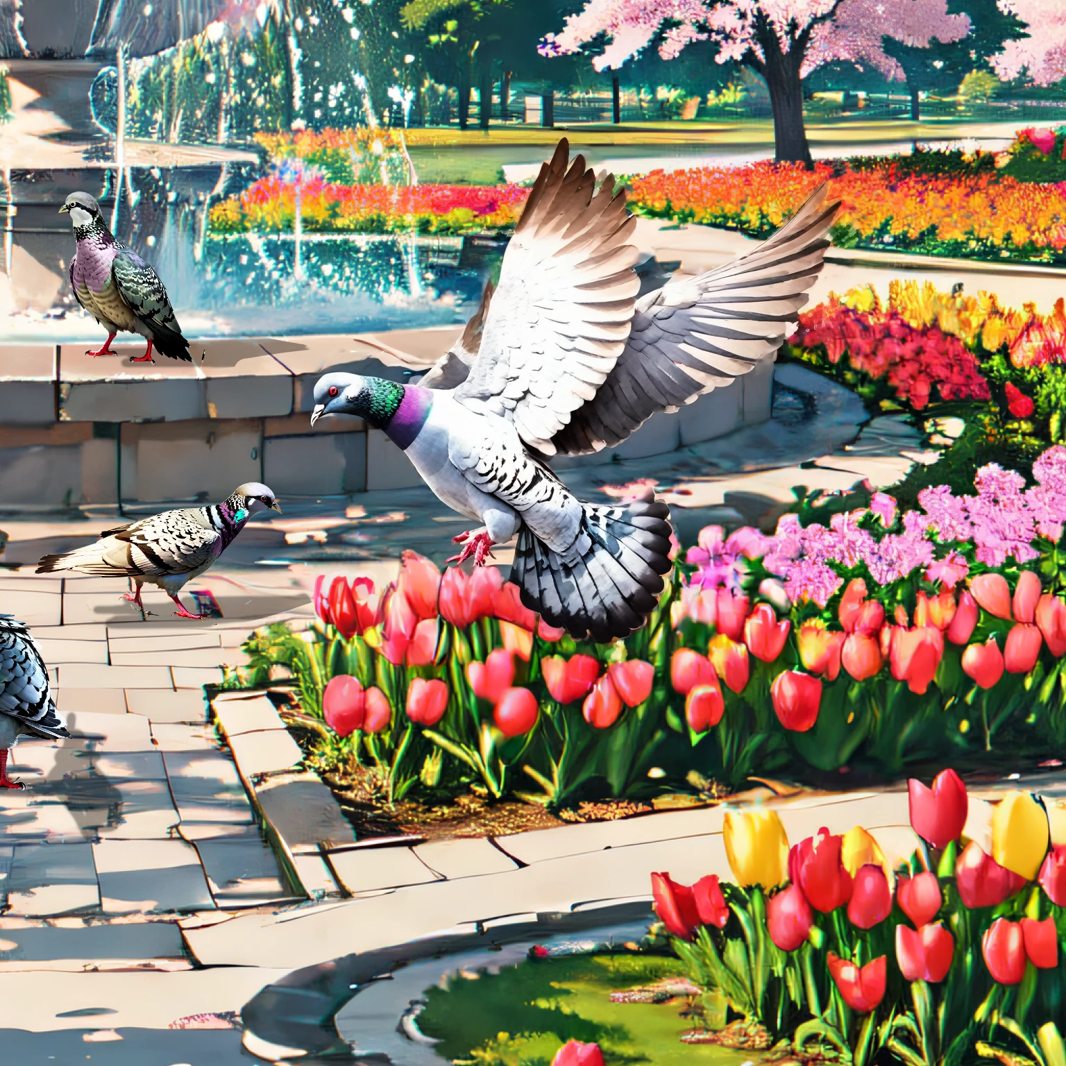Collage style colorless paint spots, Risograph printing, masterpiece, realism、pigeon, Rock Pigeon Photos, Flying with spread wings、Illuminated by the sun、Conterast Strong、Vibrant, wonderful,highest quality, masterpiecel(1.4),, Textured, detailed, artistic