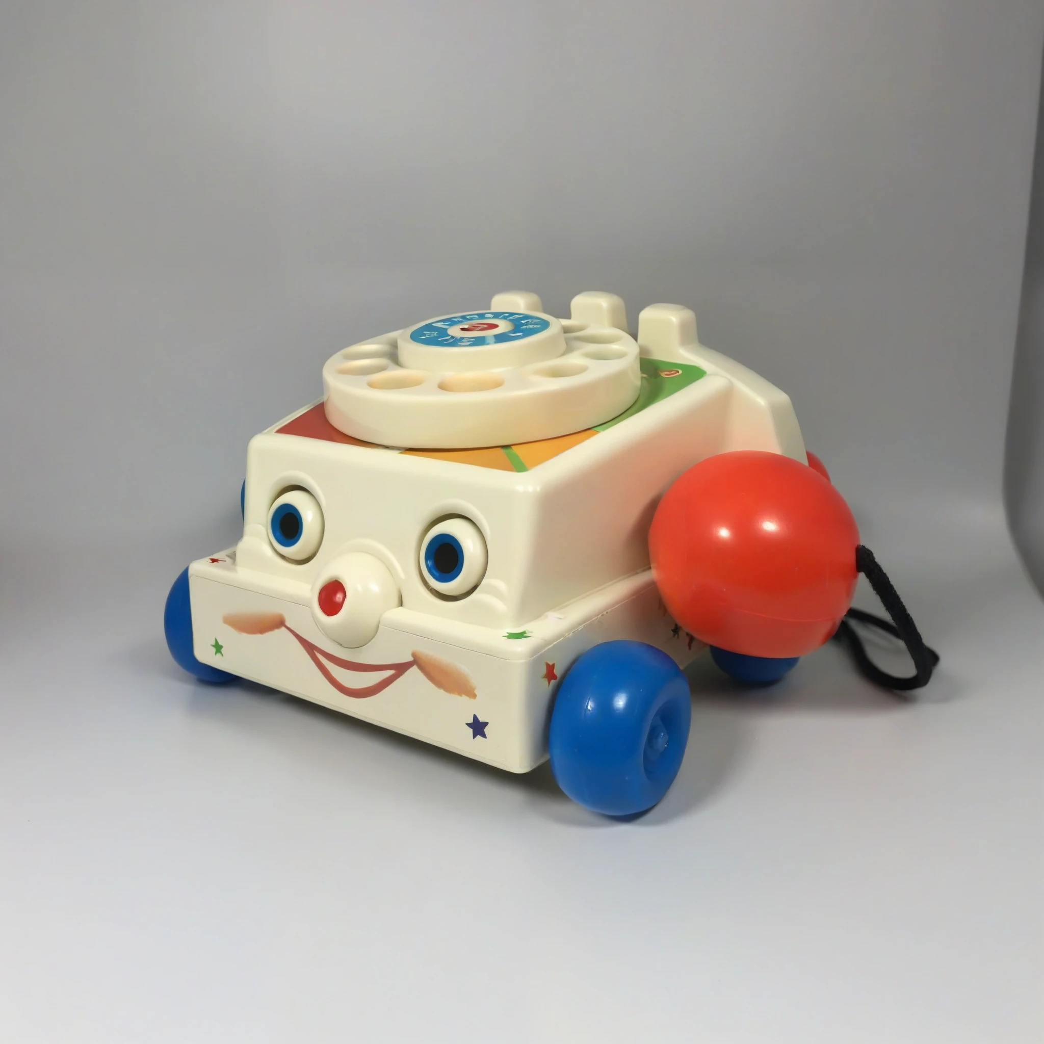 Fisher Price Phone 1024, White phone toy drinking beer in a pub