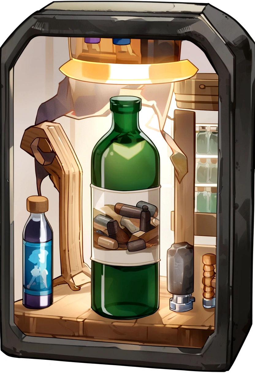 game icon (2d) transparent, white background, a bottle, rpg item game bottle