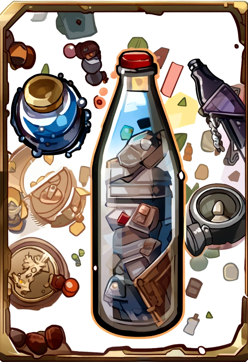 game icon (2d) transparent, white background, a bottle, rpg item game bottle