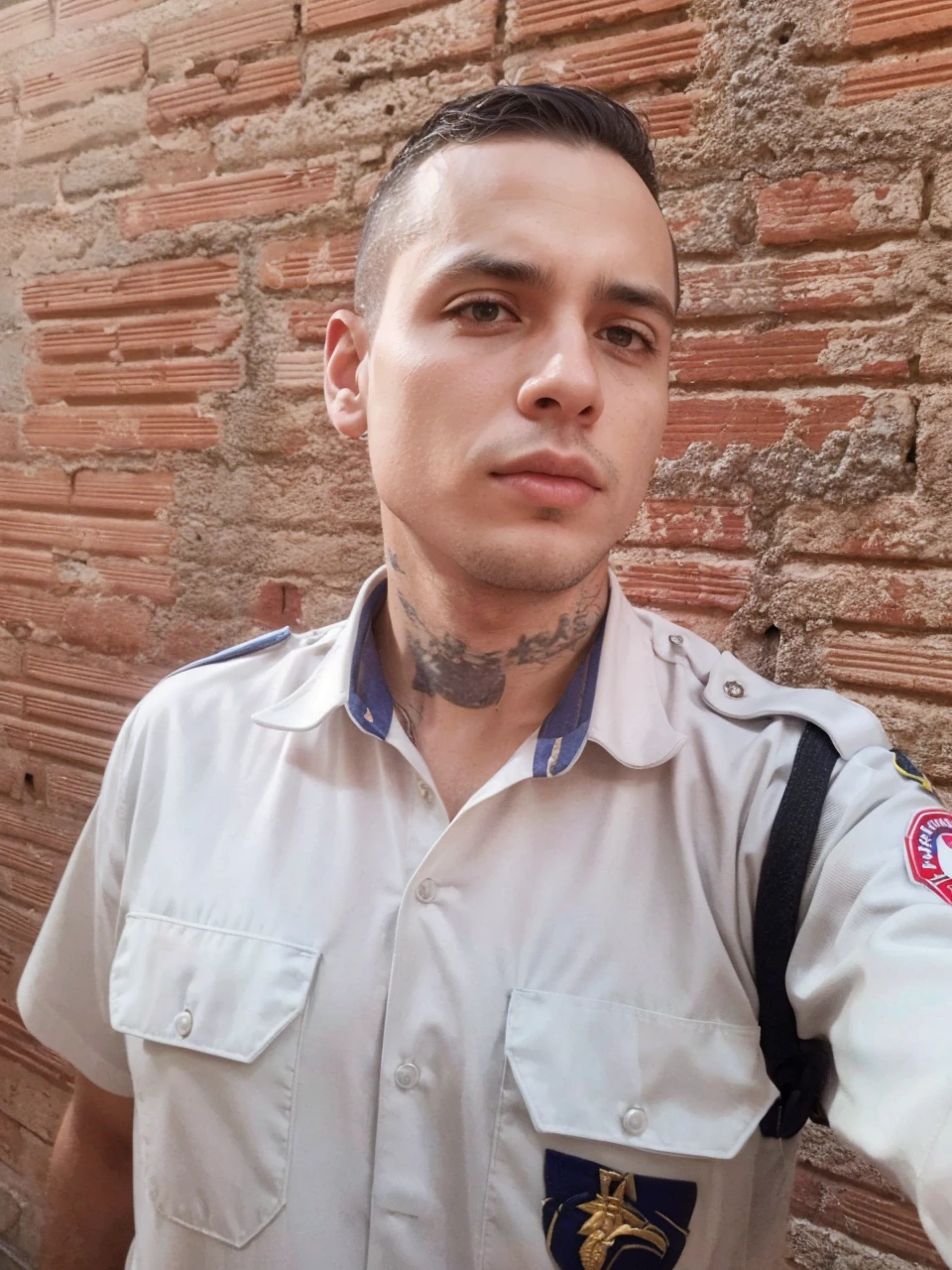 Eu com fardamento da policia militar do brasil do estado de sao paulo.