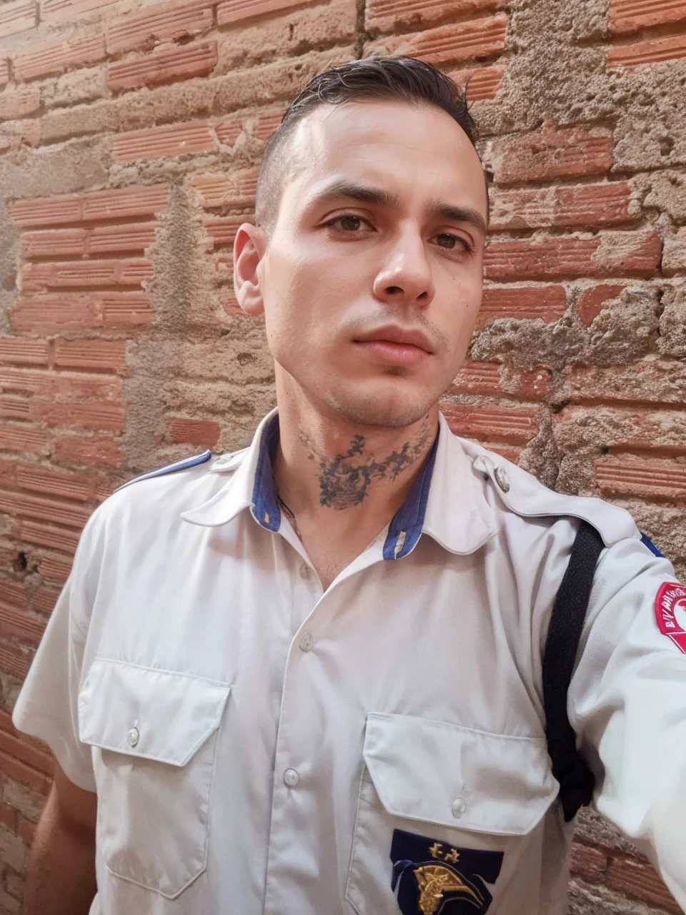 Eu com fardamento da policia militar do brasil do estado de sao paulo.