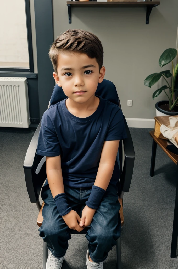 A boy sitting sadly on chair thinking about his life and future