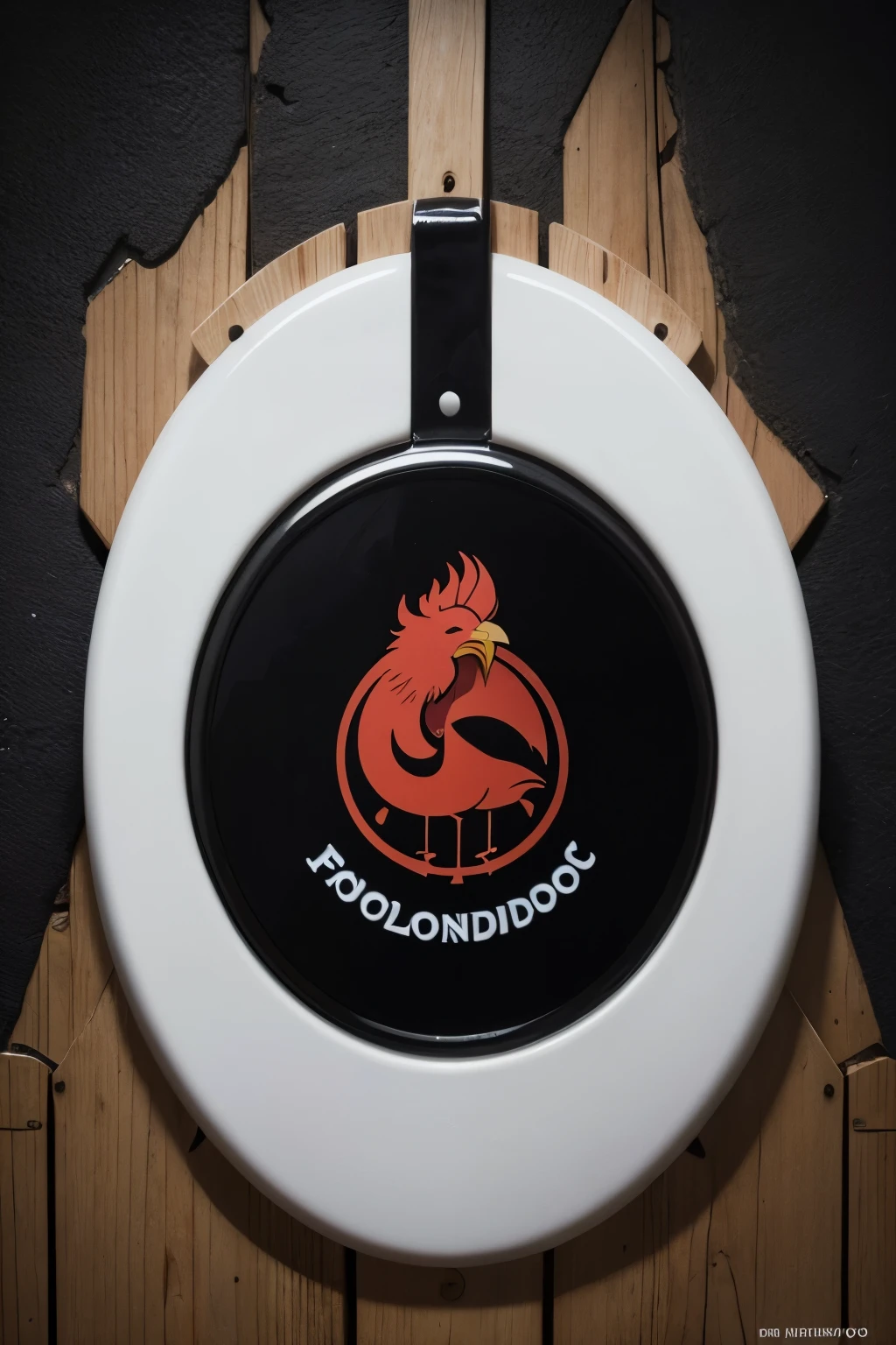 Logo de pollo asado redondo, fondo negro letra blanca, tipo sello redondo.