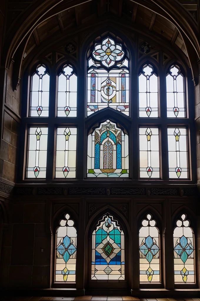An English Gothic style mosque complete with typical gothic window glass
