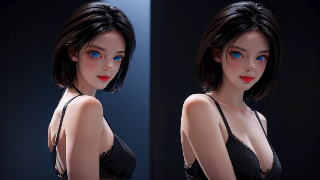 1 girl, medium light black hair, light blue eyes, wearing Sexy outfit , night city , Sexy , high res, ultrasharp, 8K, masterpiece, Looking from the front 18+