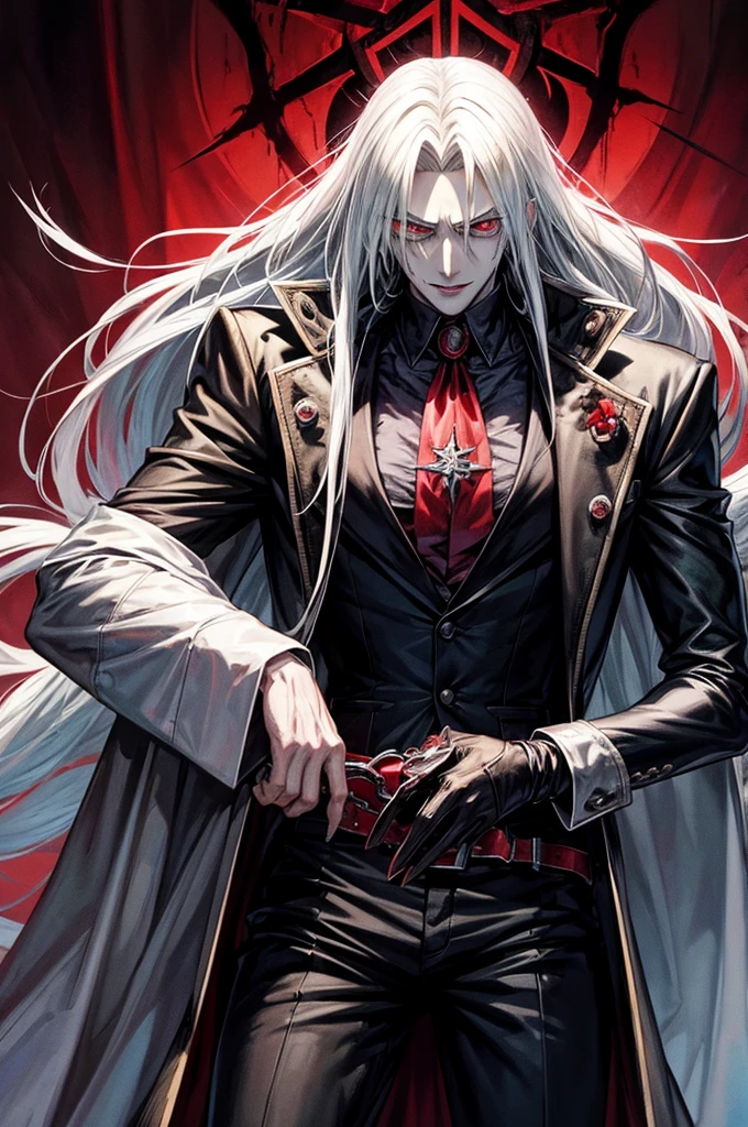 From the anime Hellsing, the character Alucard makes him bloody looking like a psychopath