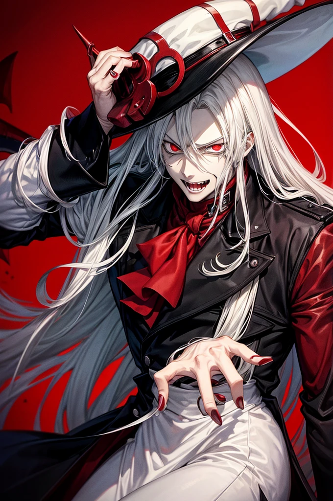 From the anime Hellsing, the character Alucard makes him bloody looking like a psychopath
