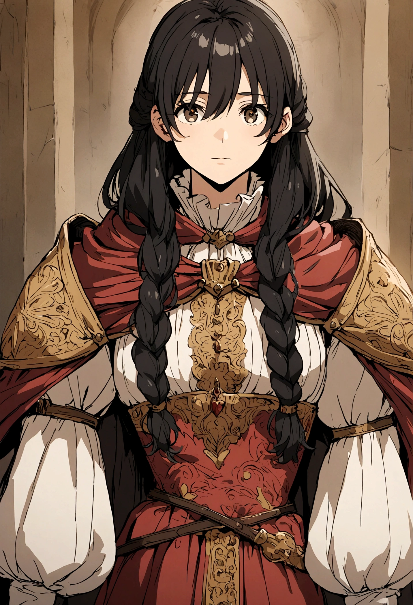 black hair anime with medieval clothes