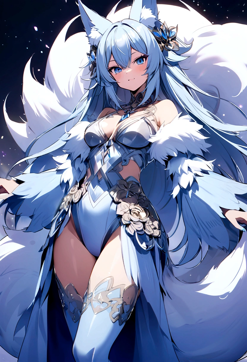 fox Light blue hair beast girl indigo fur fox beast girl