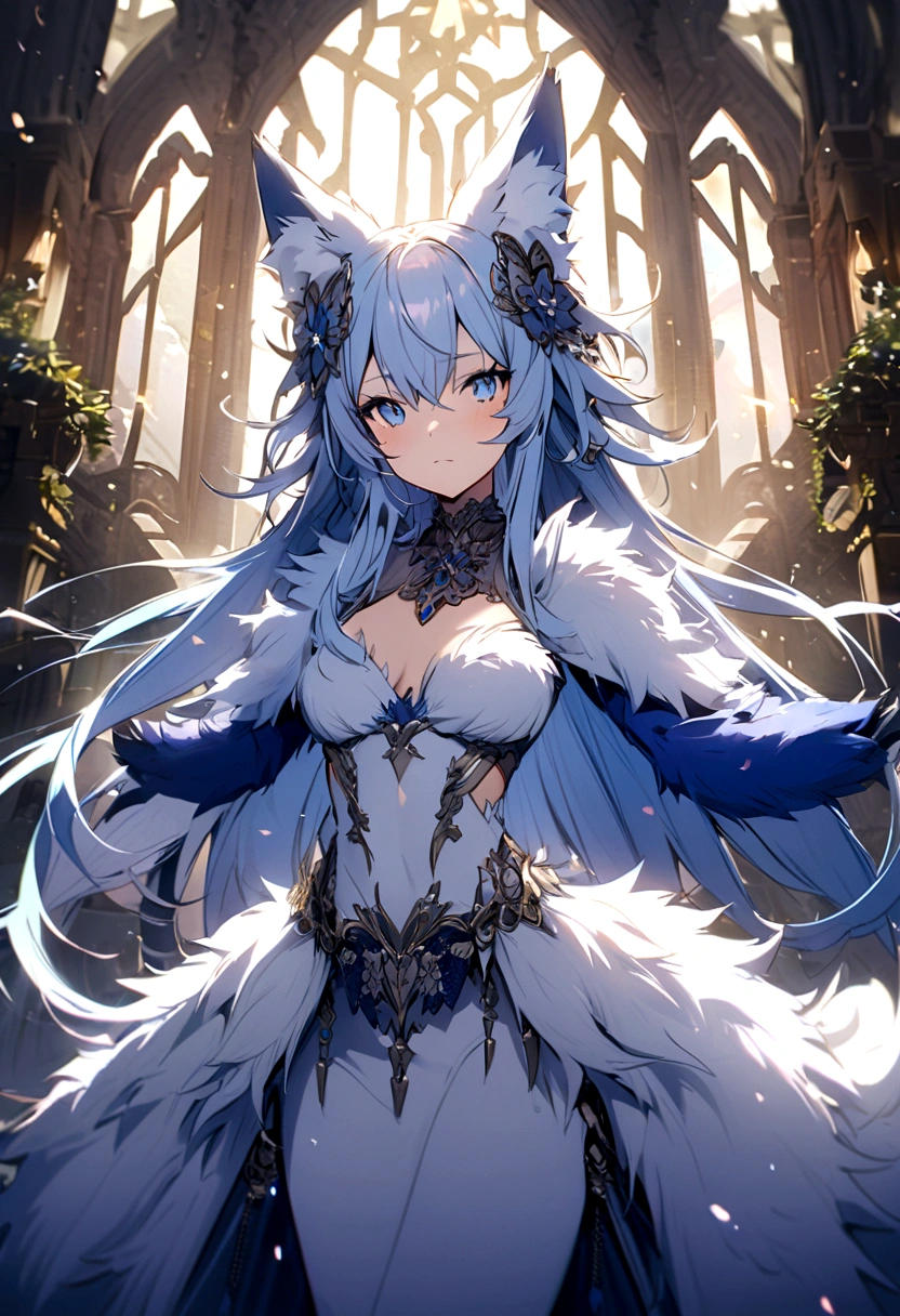 fox Light blue hair beast girl indigo fur fox beast girl