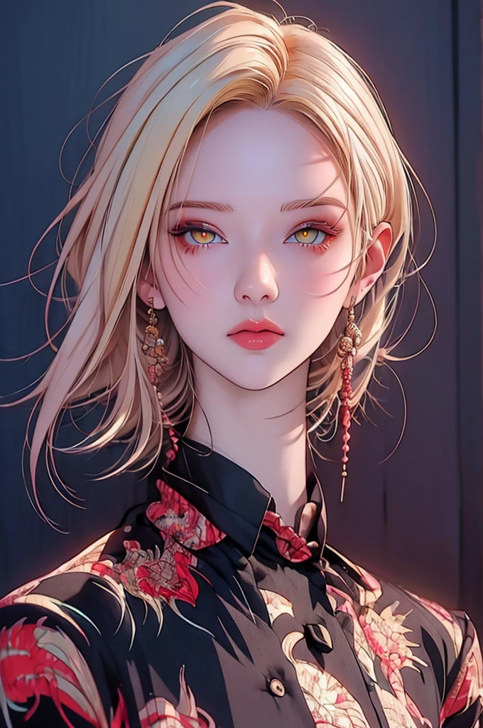 anime girl with yellow hair and blue eyes posing for a picture, anime style illustration, glowing yellow face, digital anime illustration, stunning anime face portrait, yellow eyes, artstyle : ilya kuvshinov, clean detailed anime art, yellow hair, anime style portrait, portrait a woman like reol, illya kuvshinov, digital art ilya kuvshinov