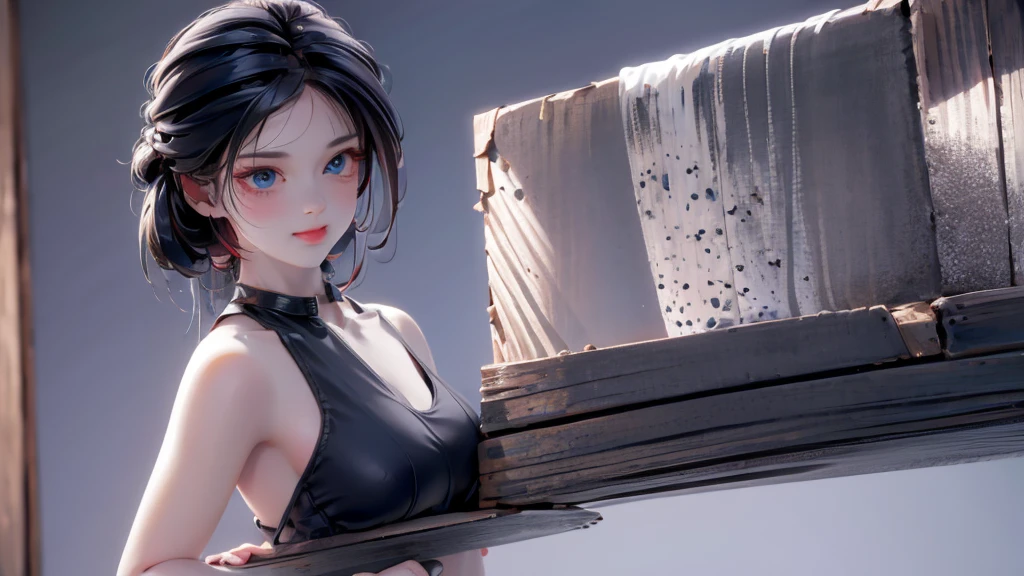 1 girl, medium light black hair, light blue eyes, wearing Sexy outfit , night city , Sexy , high res, ultrasharp, 8K, masterpiece, Looking from the front 18+