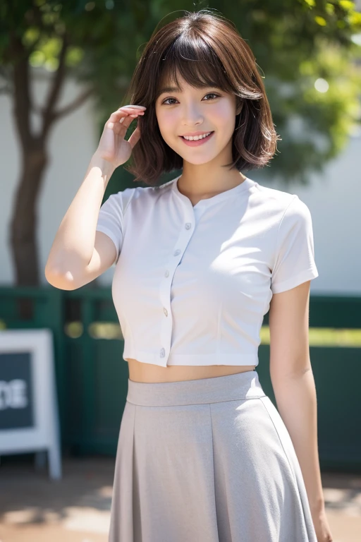 (8k、nfsw、highest quality、masterpiece:1.2)、(Realistic、Realistic:1.37)、Jump、Professional baseball、No sleeve、mini skirt、Very detailed、超A high resolution、1 girl、Tight Suit、Beautifully detailed face、Laughter、narrow、(Slim waist) :1.3)、beautifully detailed skin、Skin Texture、Floating Hair、Professional Lighting、Human whole body、Shortcuts、Bob Hair、E Cup、smile、40 years old、Baby Face、子供っぽいsmile、Sappin'''''、Moisturizing lips、Pale pink lips、Upper body naked、Lace green underwear、Micro size underwear、Umbilical cord prolapse、D cup breasts、Cleavage