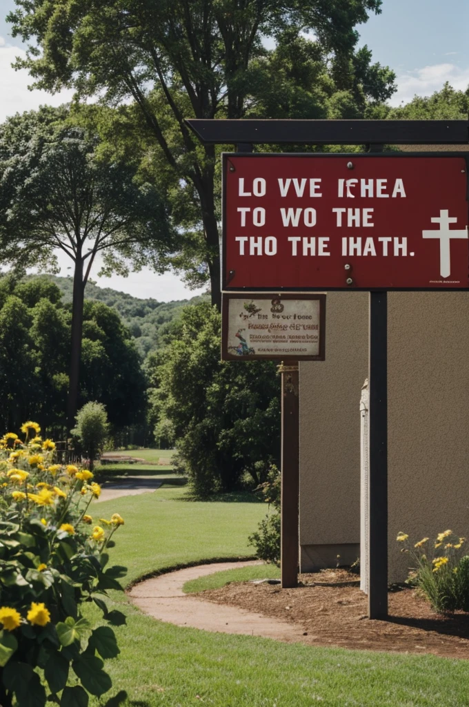 A sign for the church that says I love this world