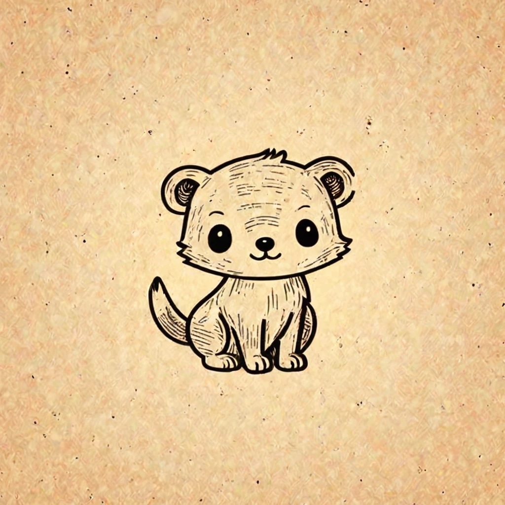 Minimalism, Clear lines and contours, concentrated, A cute animal, Retro animation style
