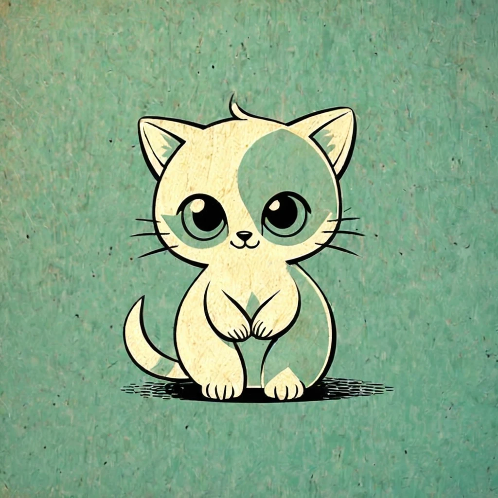 Minimalism, Clear lines and contours, concentrated, A cute animal, Retro animation style
