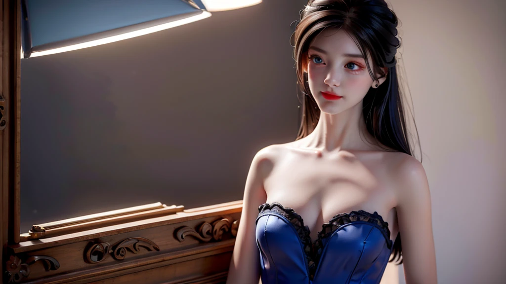 1 girl, medium light black hair, light blue eyes, wearing Sexy outfit , night city , Sexy , high res, ultrasharp, 8K, masterpiece, Looking from the front 18+