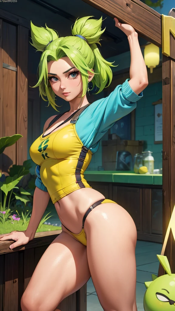 zeri, (obra maestra, mejor calidad:1.2), detalles intrincados, What \(League of Legends\), 1 chica, dos colas, pelo azul, pose y, hermosa figura, hd, 8k,ojos detallados